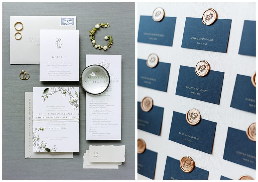 Customized wedding design invitations and escort cards