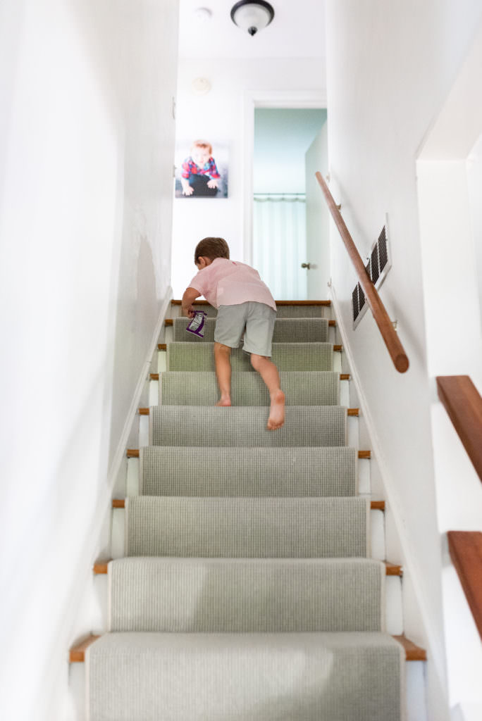 Boaz climbing the stairs