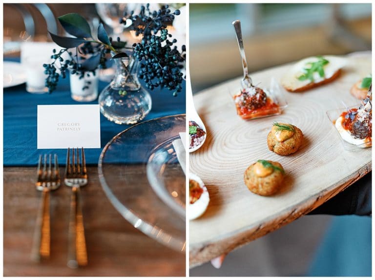 Wedding place setting and appetizers