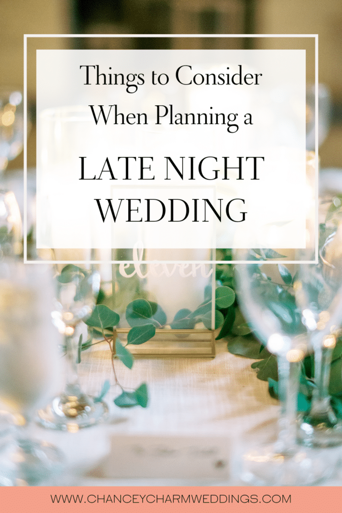 The Chancey Charm team is sharing their top tips and mistakes to avoid when planning evening weddings.