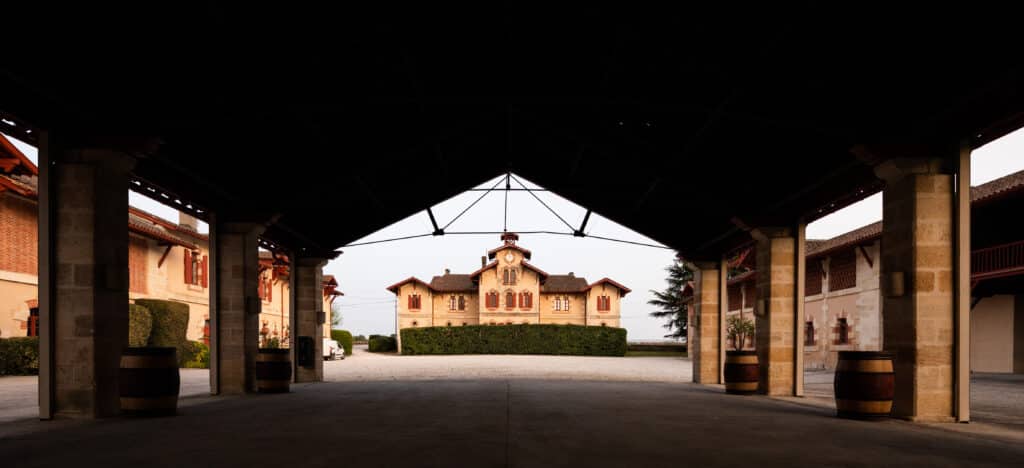 A view of the main entrance at Château Giscours, Destination Wedding Venue in Bordeaux, France